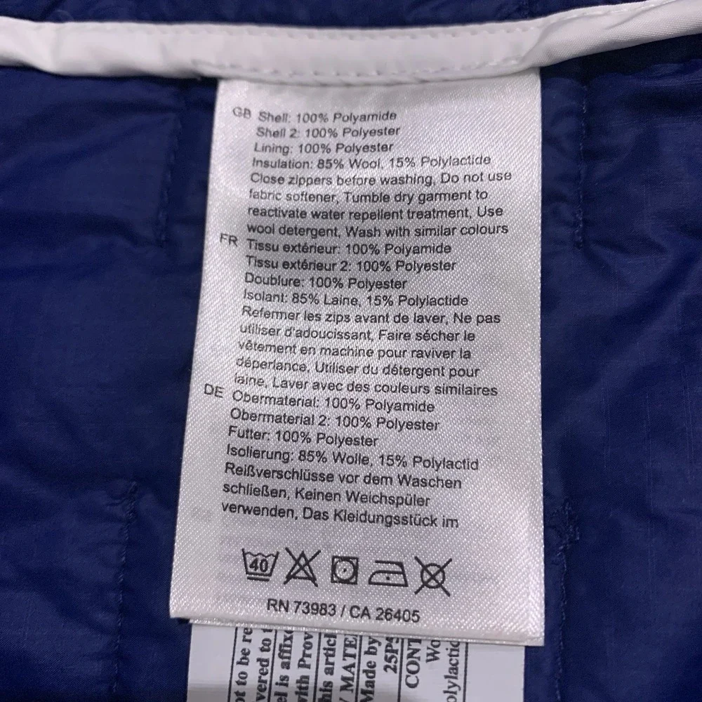 Helly Hansen Movatn Vest 85% Wool Insulation Blue White Colorblock Polyester Med
